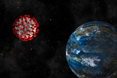Earth in cosmos enlightened by Coronavirus