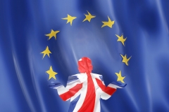 Conceptual ironic UK playing with EU stars
