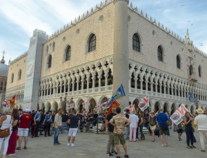 Venice, Italy, 08.06.2019 Protesters against cruise ships in Venice