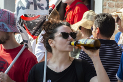 Protester against cruise ships in Venice drinking beer
